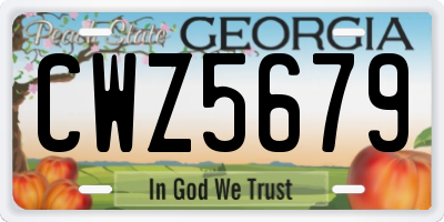 GA license plate CWZ5679