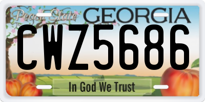 GA license plate CWZ5686