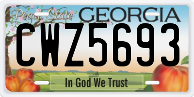 GA license plate CWZ5693