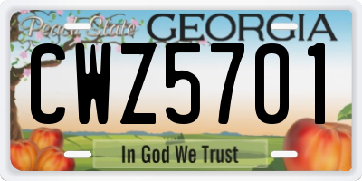 GA license plate CWZ5701