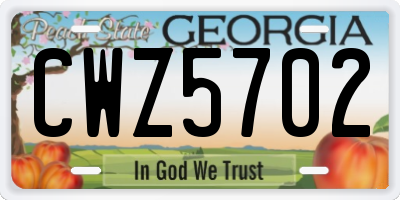 GA license plate CWZ5702