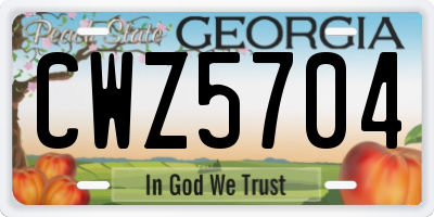 GA license plate CWZ5704