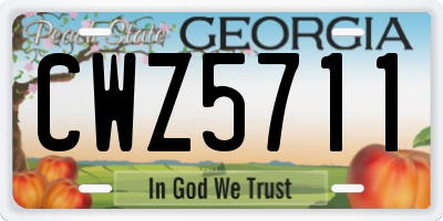 GA license plate CWZ5711