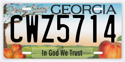 GA license plate CWZ5714