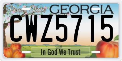 GA license plate CWZ5715
