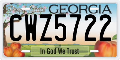 GA license plate CWZ5722