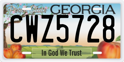 GA license plate CWZ5728