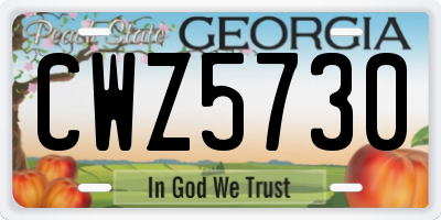 GA license plate CWZ5730