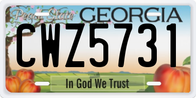 GA license plate CWZ5731