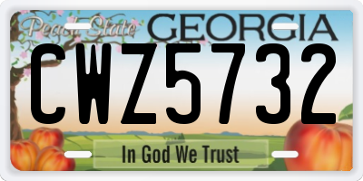 GA license plate CWZ5732