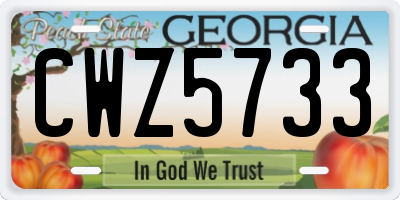GA license plate CWZ5733