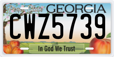 GA license plate CWZ5739
