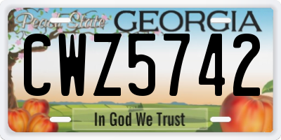 GA license plate CWZ5742