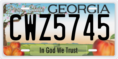 GA license plate CWZ5745