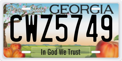 GA license plate CWZ5749