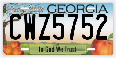 GA license plate CWZ5752