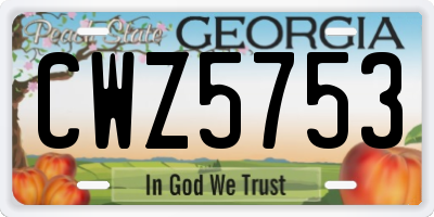 GA license plate CWZ5753