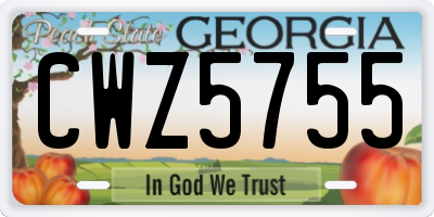 GA license plate CWZ5755