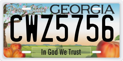 GA license plate CWZ5756