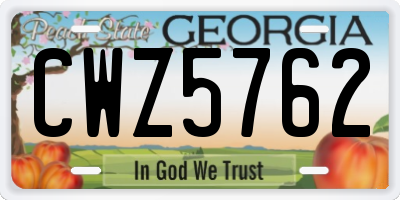 GA license plate CWZ5762