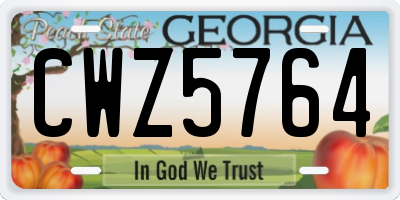 GA license plate CWZ5764