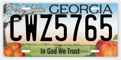 GA license plate CWZ5765
