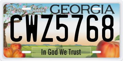 GA license plate CWZ5768