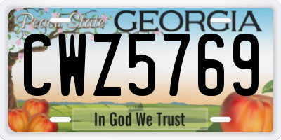 GA license plate CWZ5769