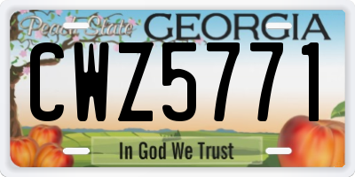 GA license plate CWZ5771