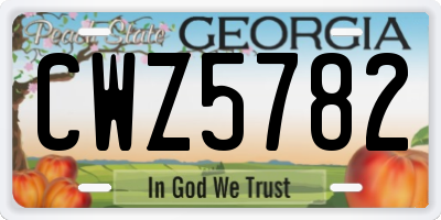 GA license plate CWZ5782