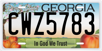 GA license plate CWZ5783