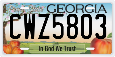 GA license plate CWZ5803