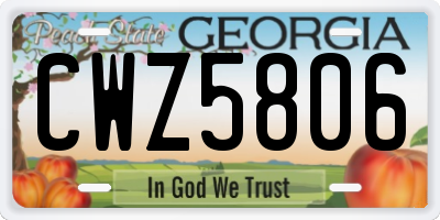 GA license plate CWZ5806