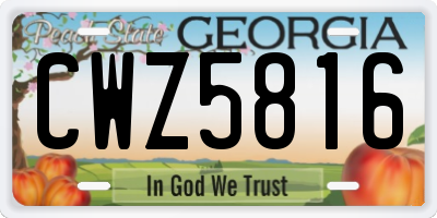 GA license plate CWZ5816