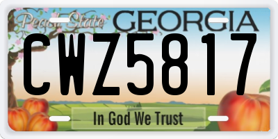 GA license plate CWZ5817