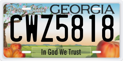 GA license plate CWZ5818