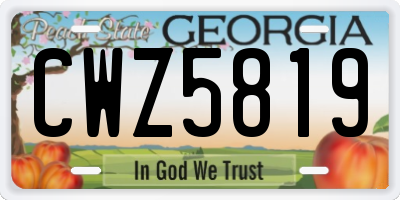 GA license plate CWZ5819