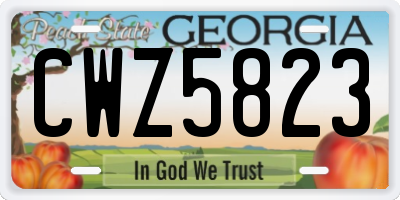 GA license plate CWZ5823
