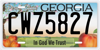 GA license plate CWZ5827