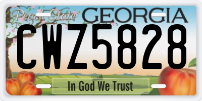 GA license plate CWZ5828