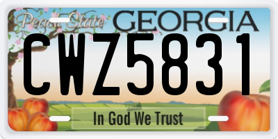 GA license plate CWZ5831