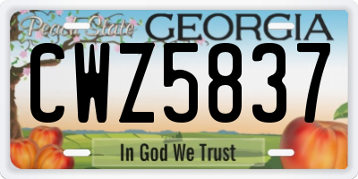GA license plate CWZ5837