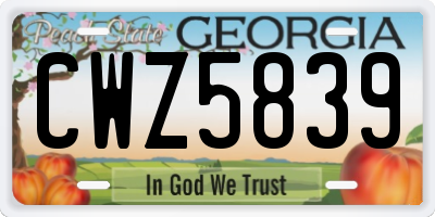 GA license plate CWZ5839
