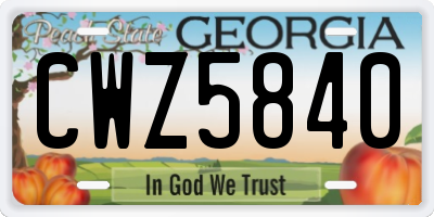 GA license plate CWZ5840