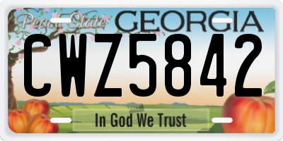 GA license plate CWZ5842
