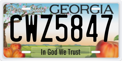GA license plate CWZ5847