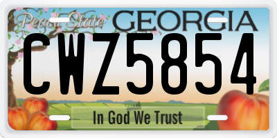 GA license plate CWZ5854