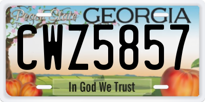 GA license plate CWZ5857