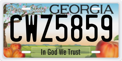 GA license plate CWZ5859