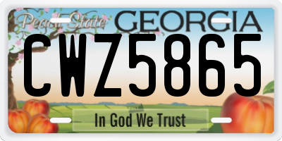 GA license plate CWZ5865